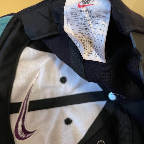 Nike Snapback Hat Rare Vintage 90s Big Swish Logo Black Purple - Picture 4 of 7